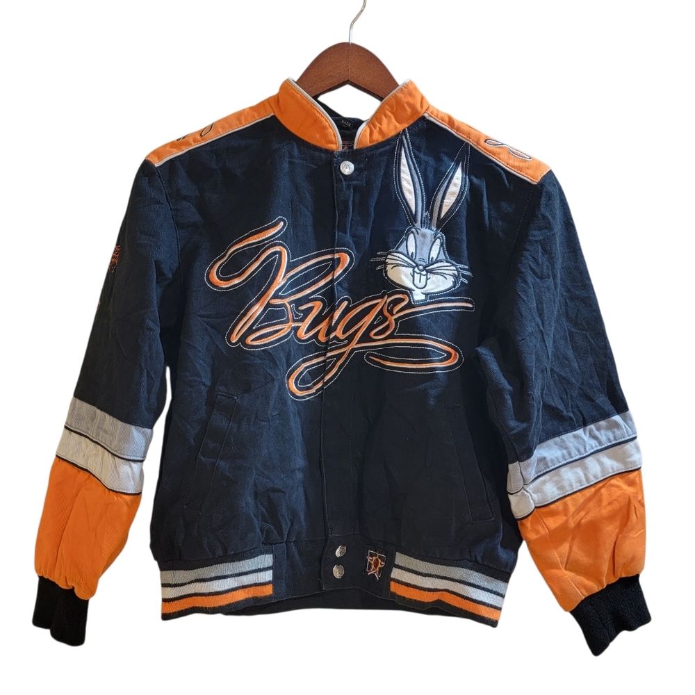 JH Designs VINTAGE Bugs Bunny Racing Jacket Youth Large or Ladies S PRE-OWNED